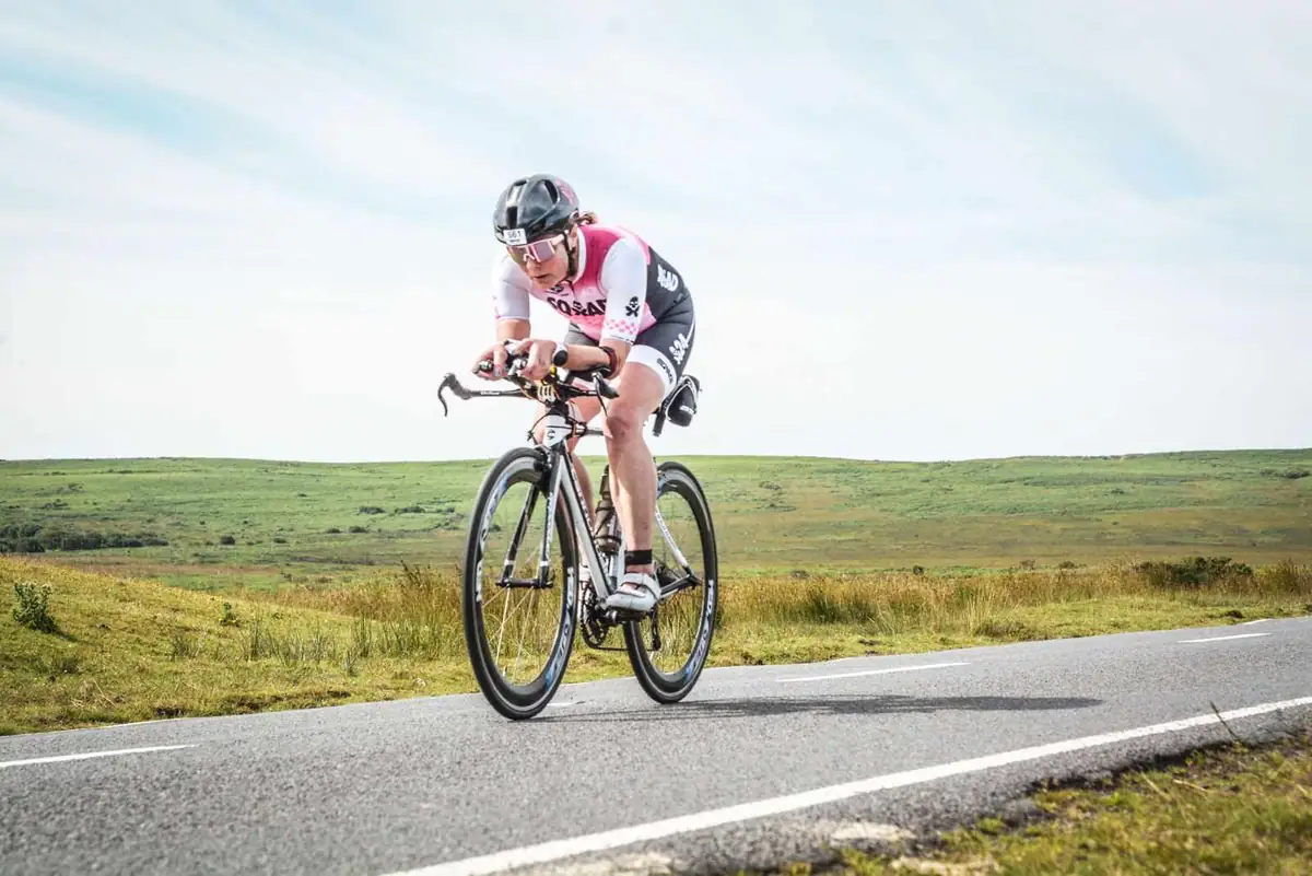 Hannah S in an aero tuck during the Welsh 100 mile time trial championships